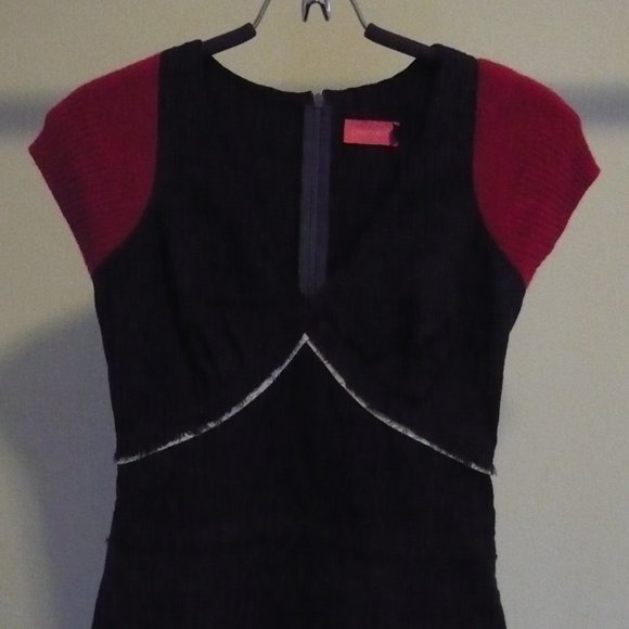 Whimsigoth Wool Knit Red Cap Sleeve Dress - Picture 8 of 13